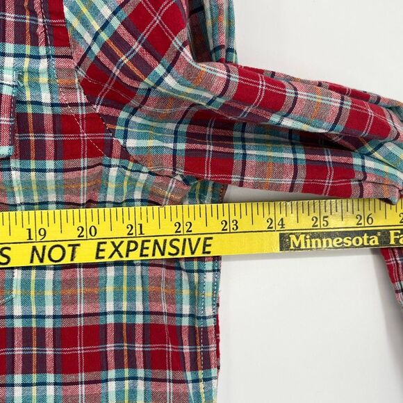 GAP Men’s Button Down Shirt XL Red Green Plaid Long Sleeve Classic Fit Holiday - Picture 5 of 10